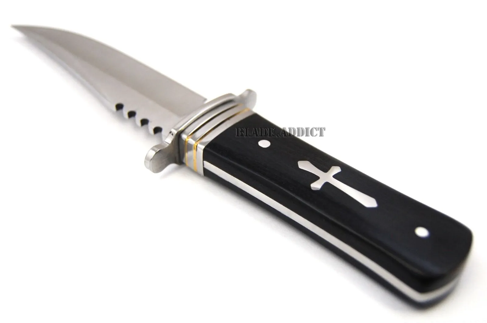8" STAINLESS STEEL CELTIC CROSS HUNTING KNIFE WOOD HANDLE Gothic