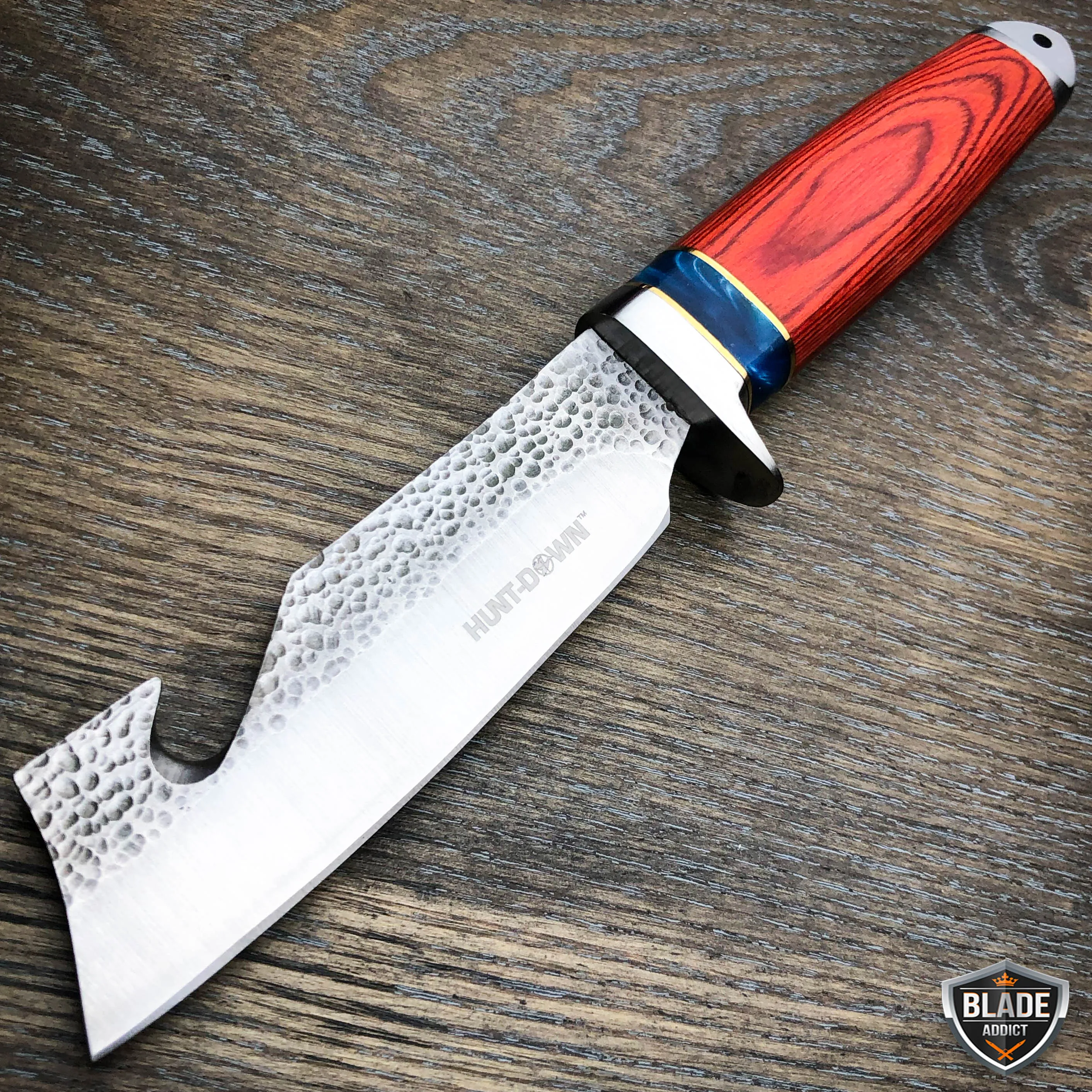 9.5" FIXED BLADE Tactical Hunting Survival Gut Hook Camping Knife w/ Sheath NEW