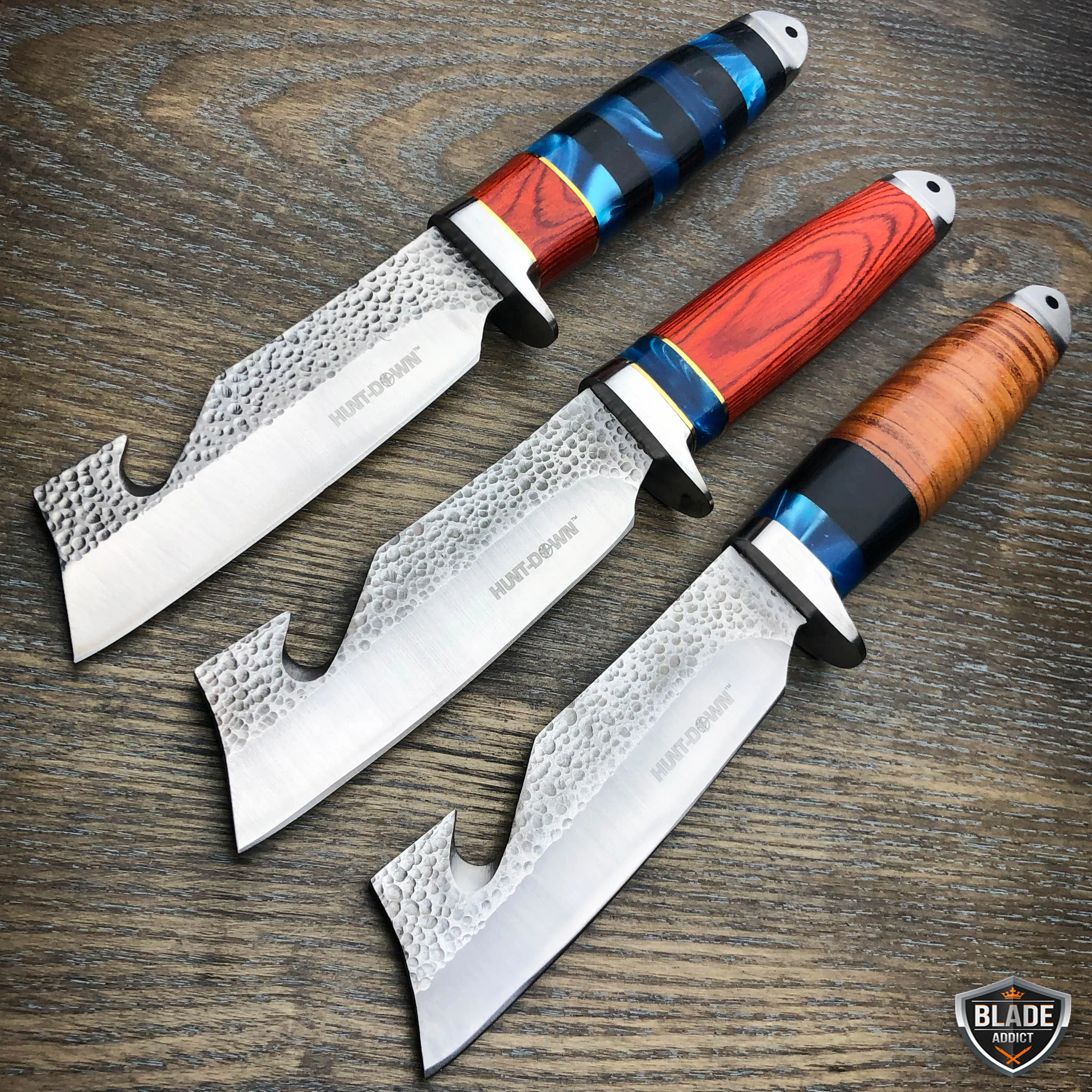 9.5" FIXED BLADE Tactical Hunting Survival Gut Hook Camping Knife w/ Sheath NEW