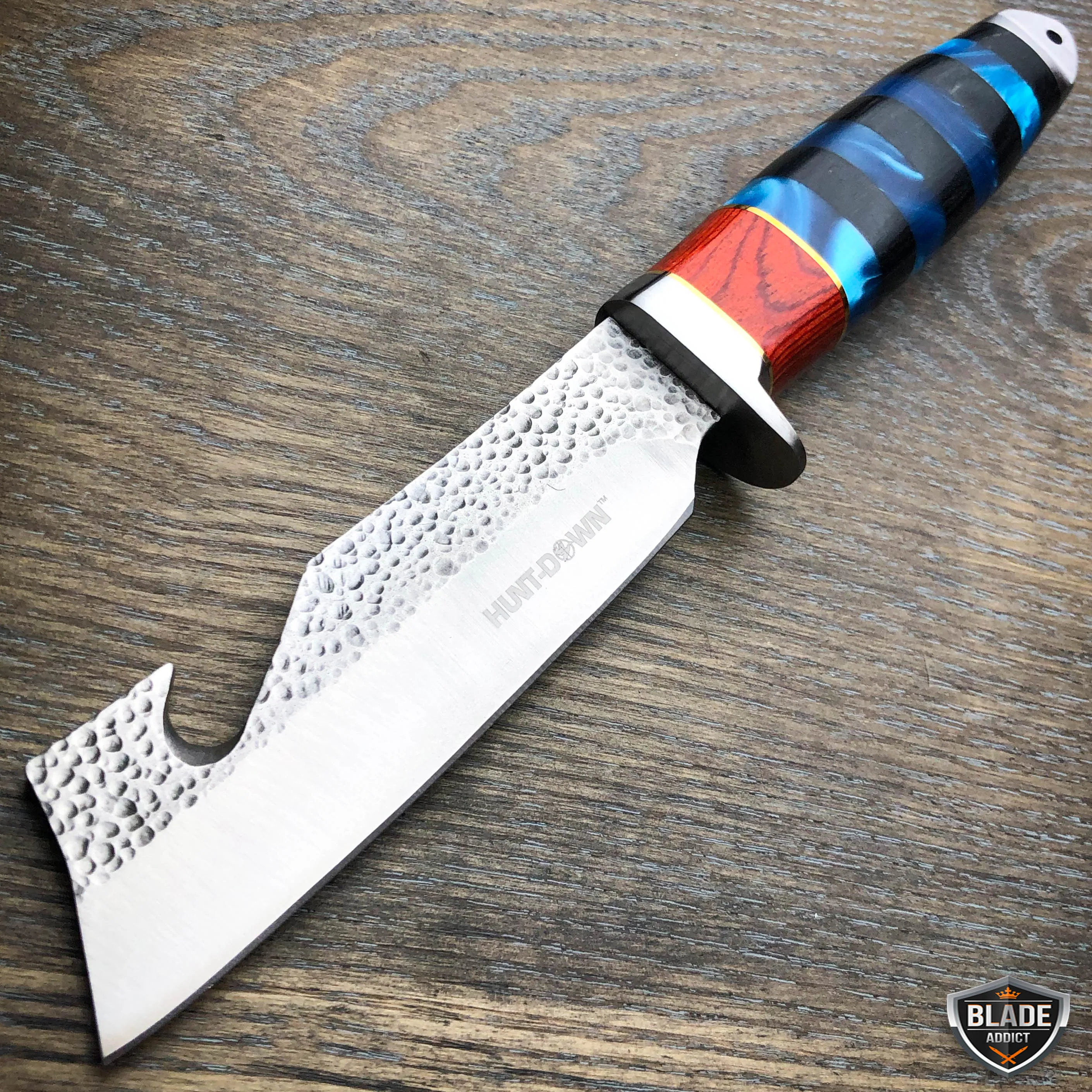 9.5" FIXED BLADE Tactical Hunting Survival Gut Hook Camping Knife w/ Sheath NEW
