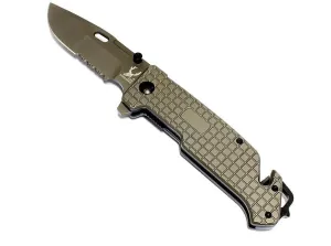 9" TheBoneEdge Grey Folding  Hunting Tactical Survival Knife with Belt Clip