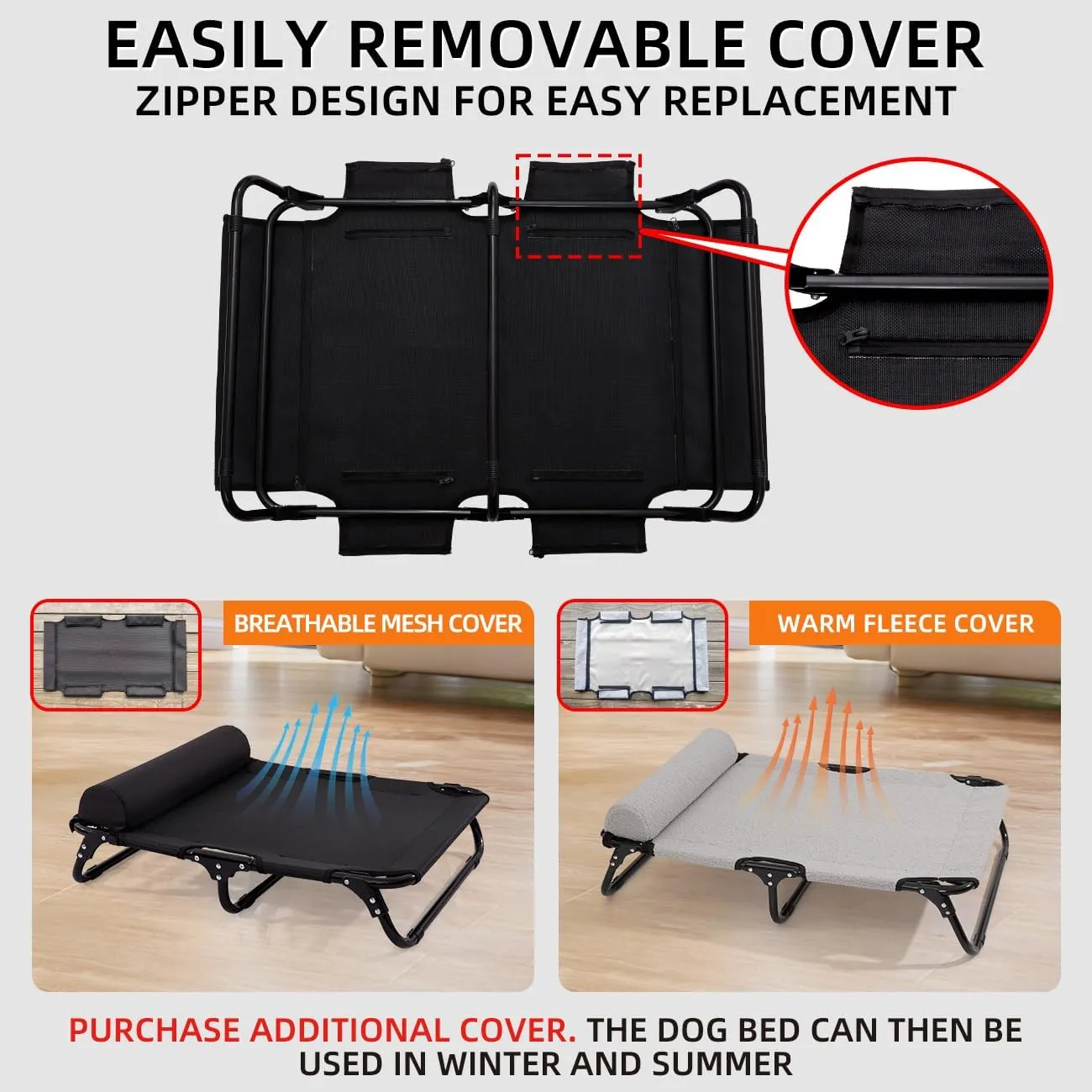 ABE Outdoor Dog Bed,Dog Cot,Dog Beds Large Sized Dog,Raised Dog Bed,Cooling Dog Bed,Elevated Dog Bed,Outside Dog Bed Off Ground,Outdoor Pet Bed (X-Large), black
