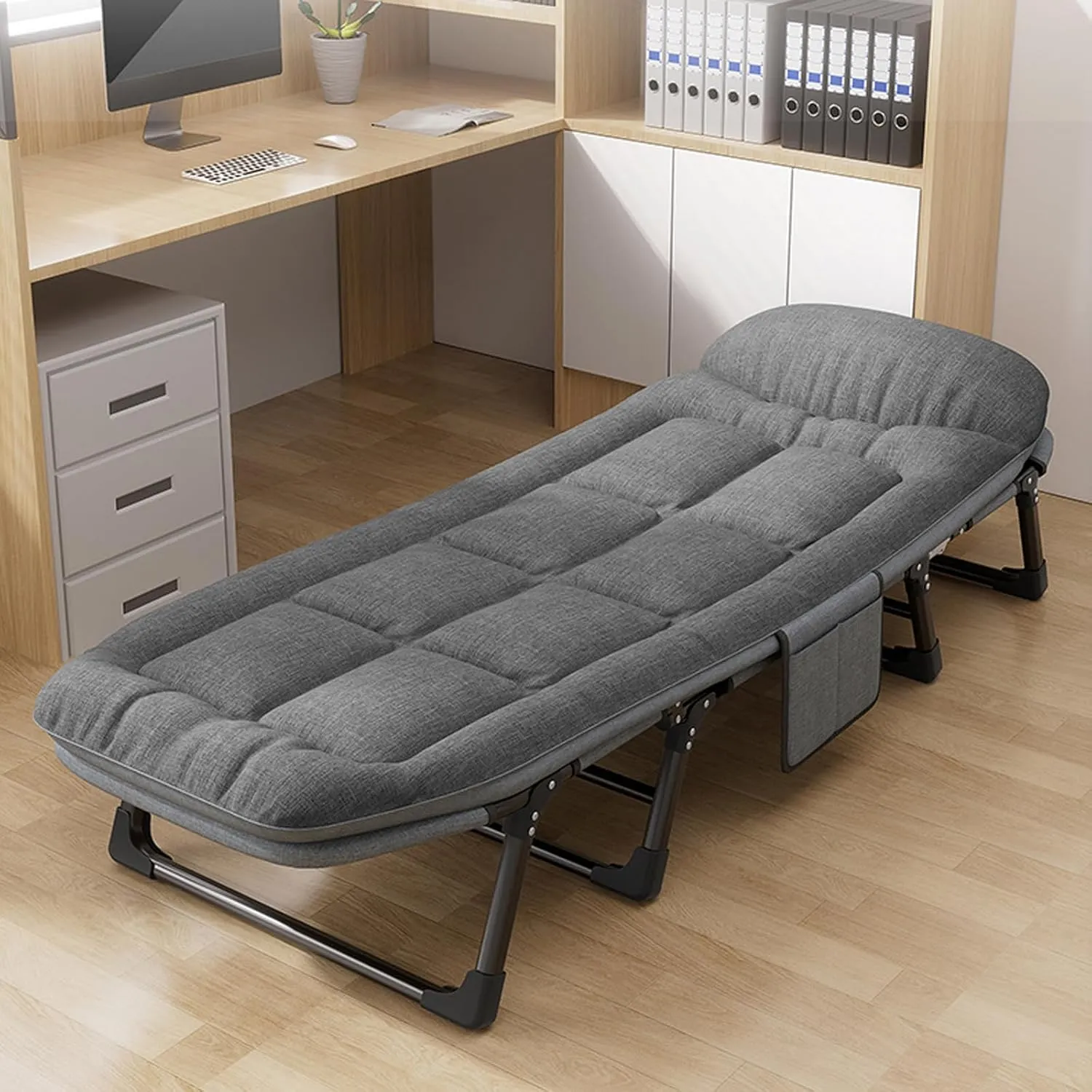 Adult Camping Bed,6-Speed Adjustable Portable Sleeping Bed with Headrest Free Installation,Suitable for Outdoor Camping and Indoor Lunch Breaks (75x26in)