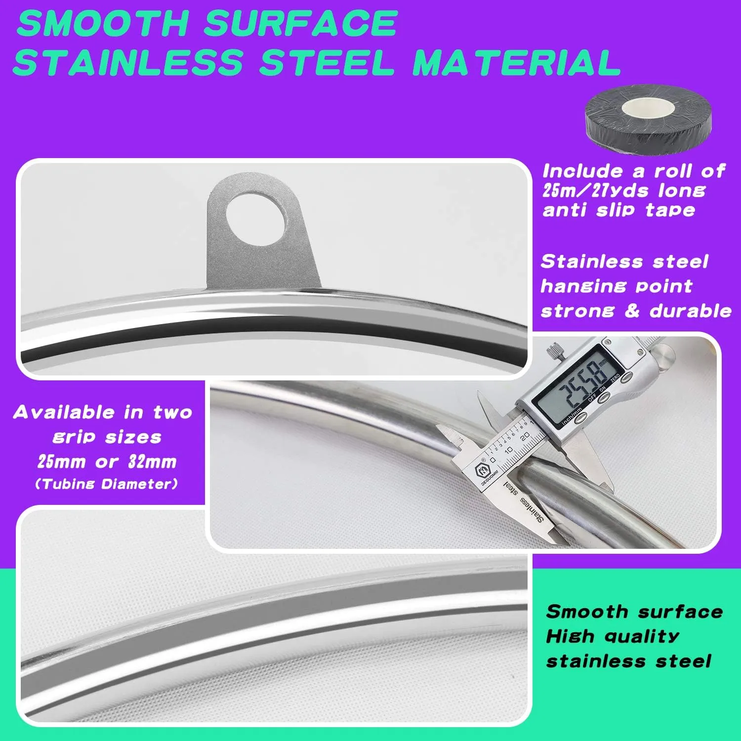 Aerial Hoop, Lyra Hoop Set Stainless 85cm/90cm Single Point Hoops Circus for Beginners Professionals, Aerial Ring Kit with Rigging Carry Bag, Aerial Yoga Equipment, Will 660 LBS (300KG)