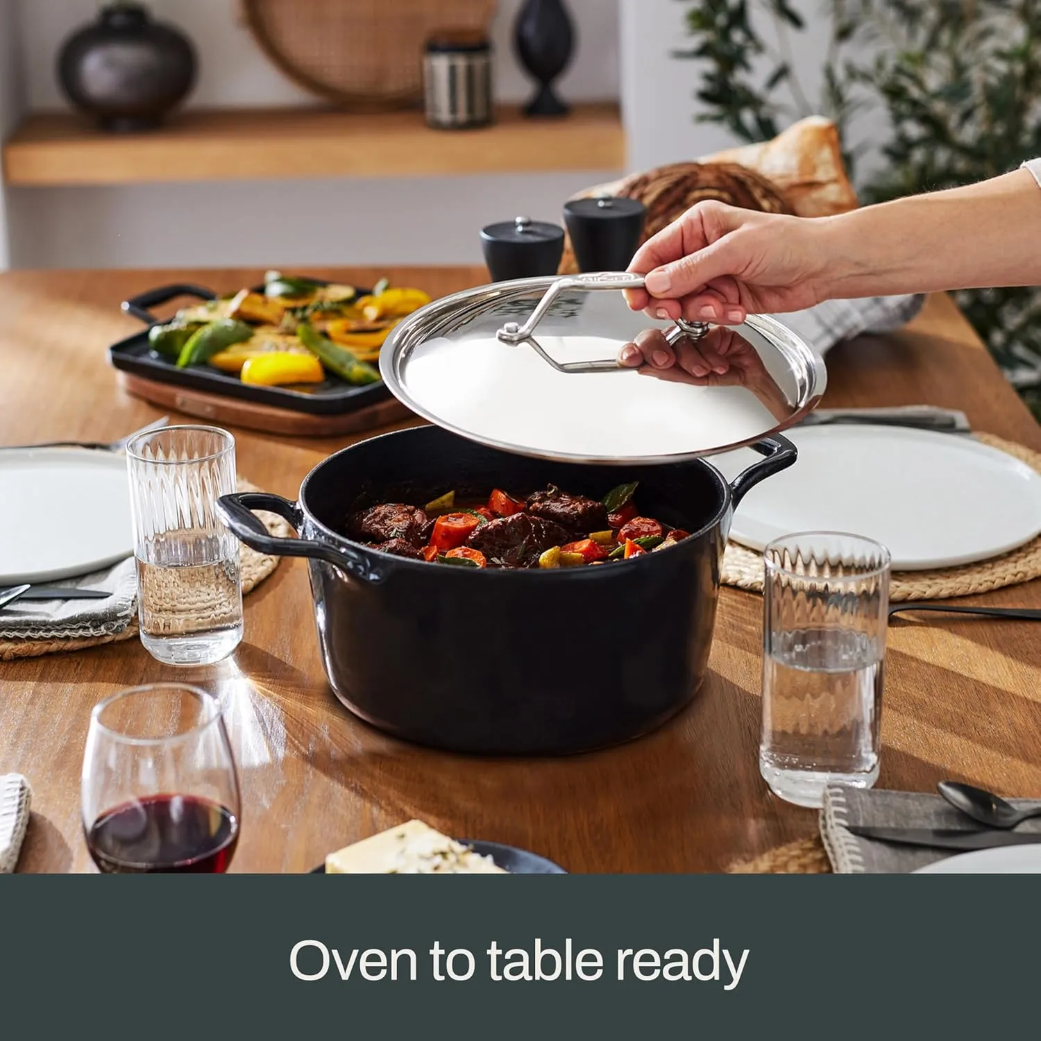 All-Clad Cast Iron Skillet - 12” Enameled Cast Iron Pan with Lid, Enamel Coating, Grill, Oven Safe up to 650°F & Compatible with All Stovetops (Gas, Electric & Induction), Easy-Clean Frying Pan, Black