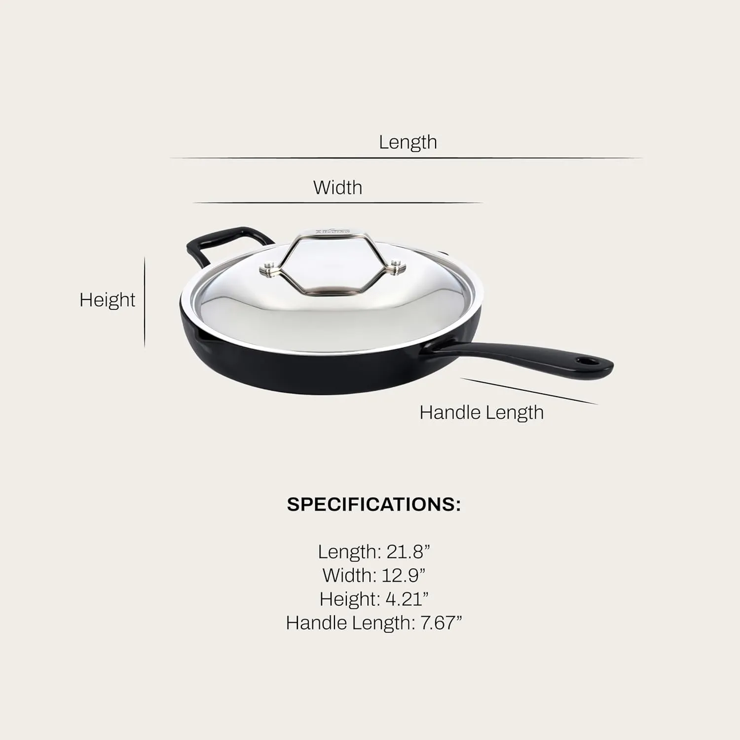 All-Clad Cast Iron Skillet - 12” Enameled Cast Iron Pan with Lid, Enamel Coating, Grill, Oven Safe up to 650°F & Compatible with All Stovetops (Gas, Electric & Induction), Easy-Clean Frying Pan, Black
