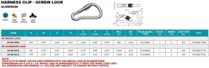 ALUMINUM HARNESS CLIP SCREW LOCK CARABINER, 5"