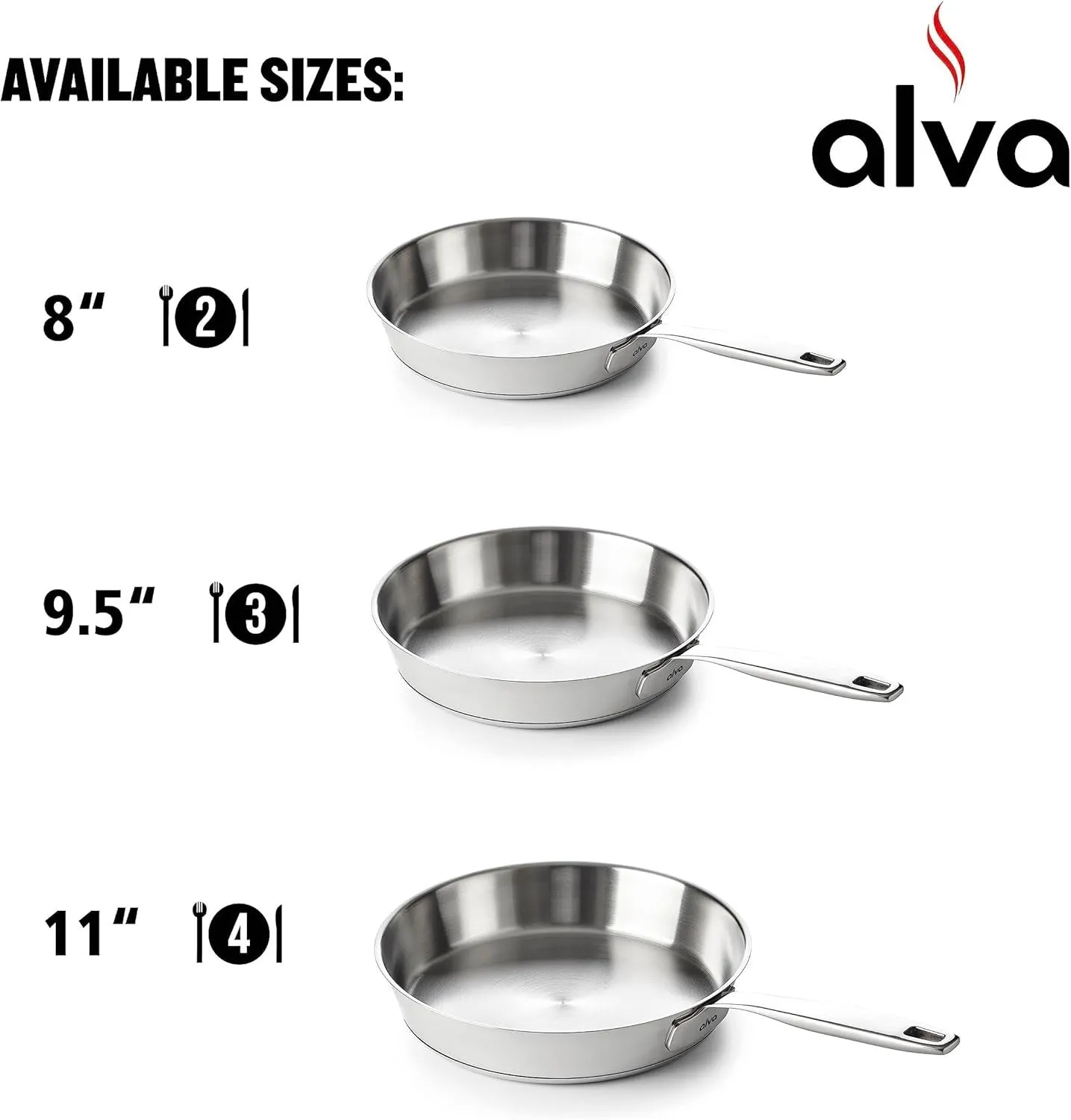 Alva Maestro Stainless Steel Nonstick Frying Pan Skillet 8 inch