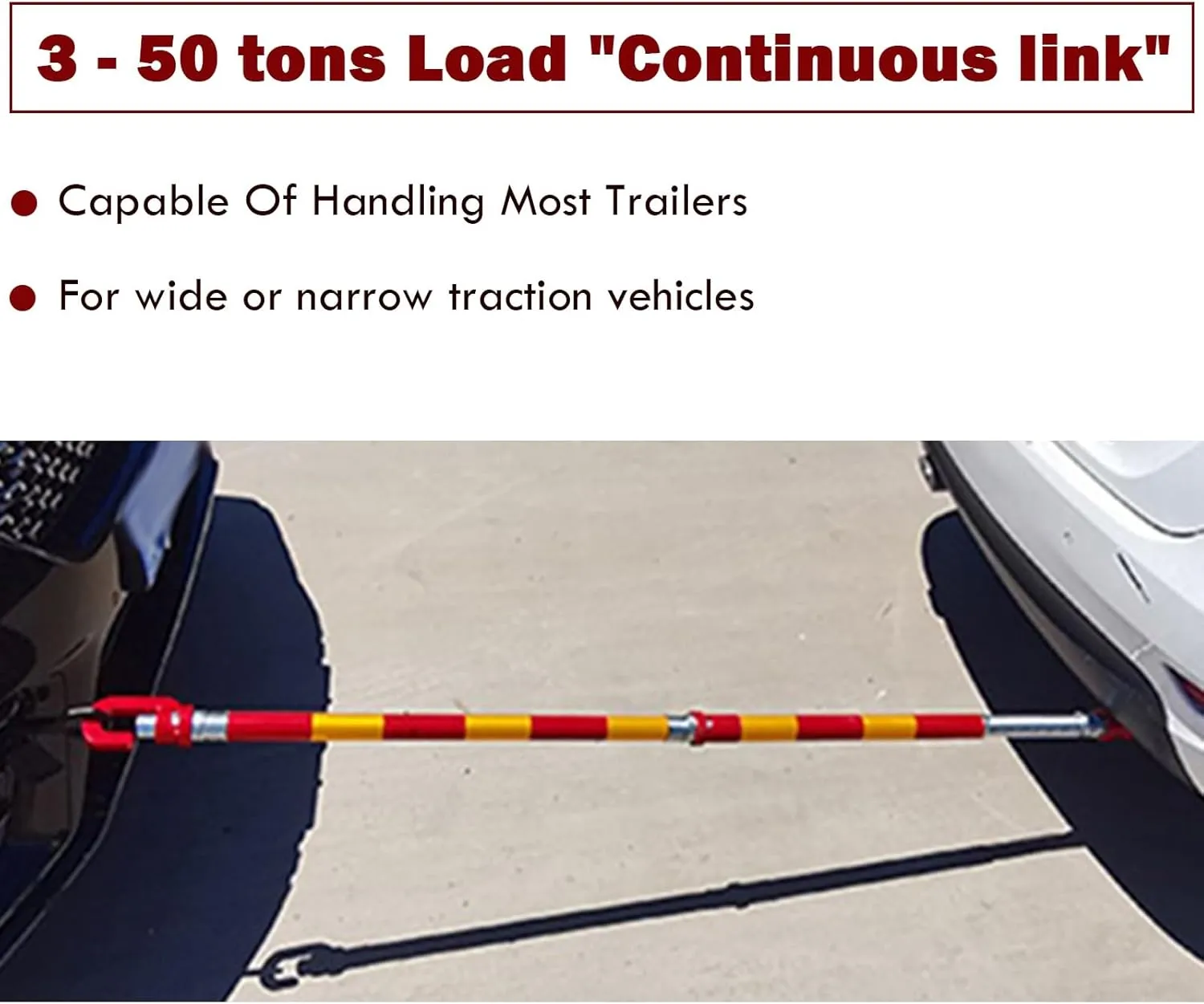 AMUFJJ Straight Pipe Steel Recovery Tow Bar Towing Pole, Heavy Duty 3 5 Ton 20 30 50 T Towbar & Spring Bars with Organizer Bag, Emergency Breakdown Spring Damper(Load 50 tons)