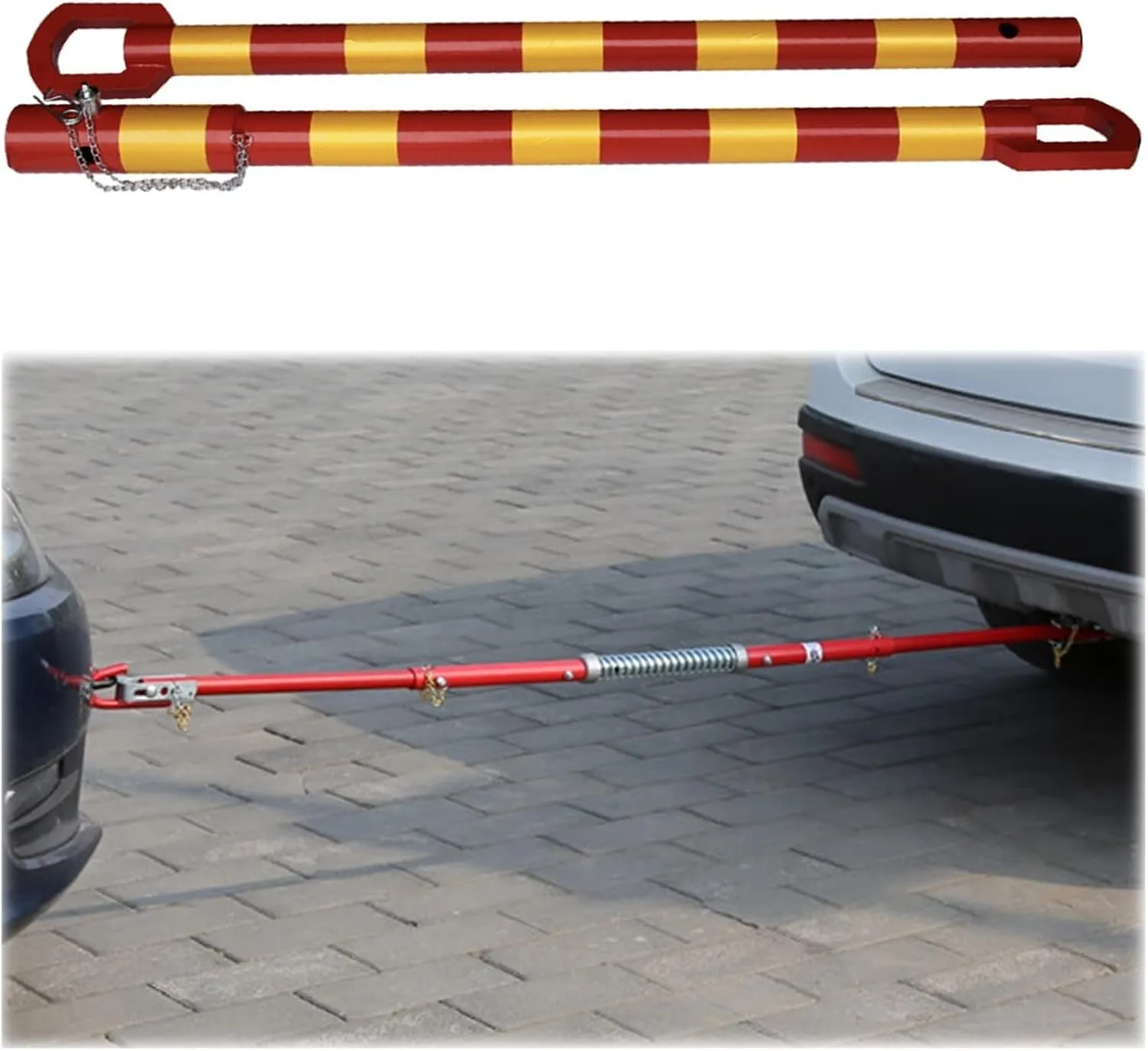 AMUFJJ Straight Pipe Steel Recovery Tow Bar Towing Pole, Heavy Duty 3 5 Ton 20 30 50 T Towbar & Spring Bars with Organizer Bag, Emergency Breakdown Spring Damper(Load 50 tons)