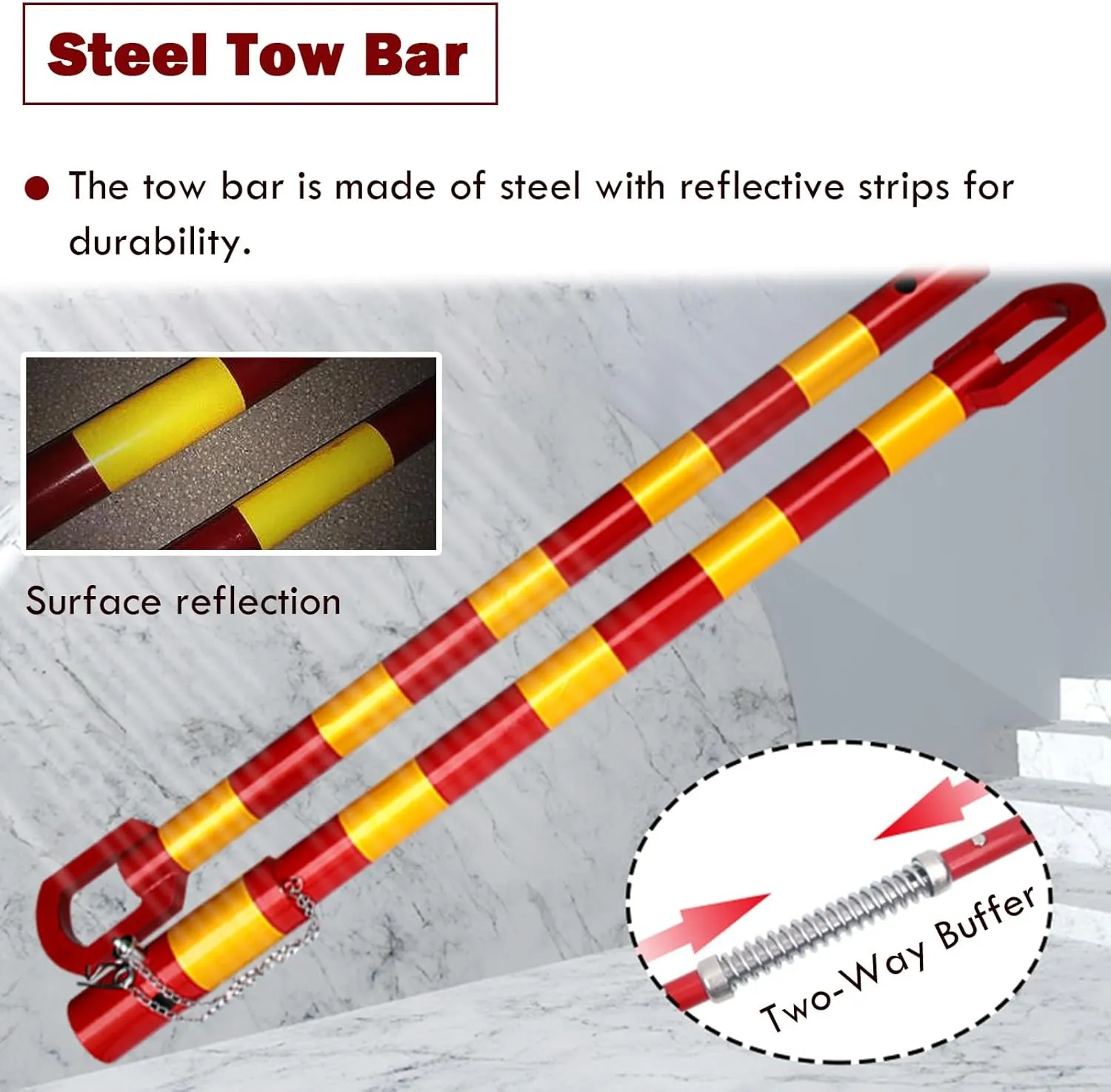 AMUFJJ Straight Pipe Steel Recovery Tow Bar Towing Pole, Heavy Duty 3 5 Ton 20 30 50 T Towbar & Spring Bars with Organizer Bag, Emergency Breakdown Spring Damper(Load 50 tons)