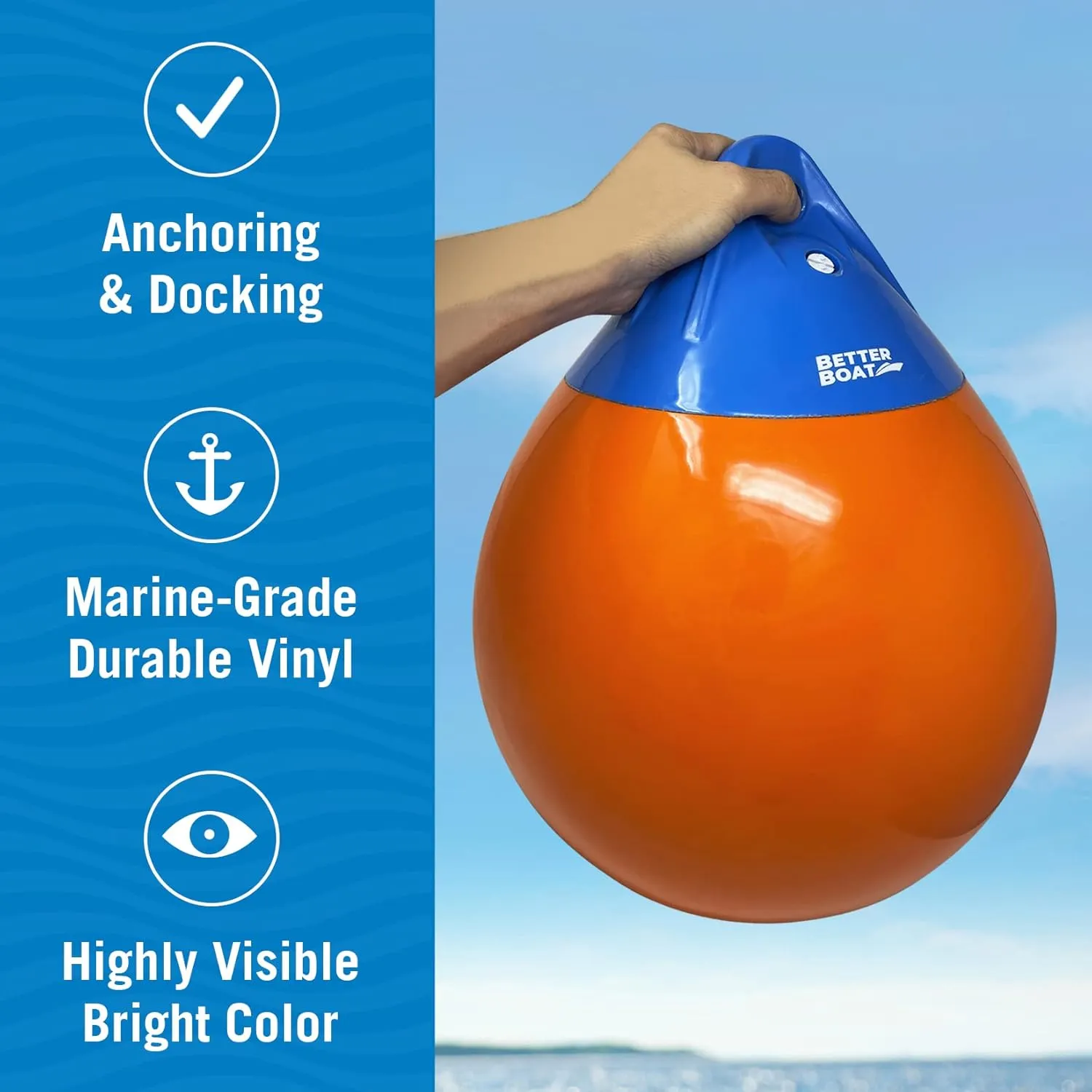 Anchor Buoy and Retrieval Ring, Inflatable Vinyl Boat Buoy Balls with Pump, Round Boat Mooring Buoys, Marker, and Anchor Float Ball for Rope, Sea, and Lake