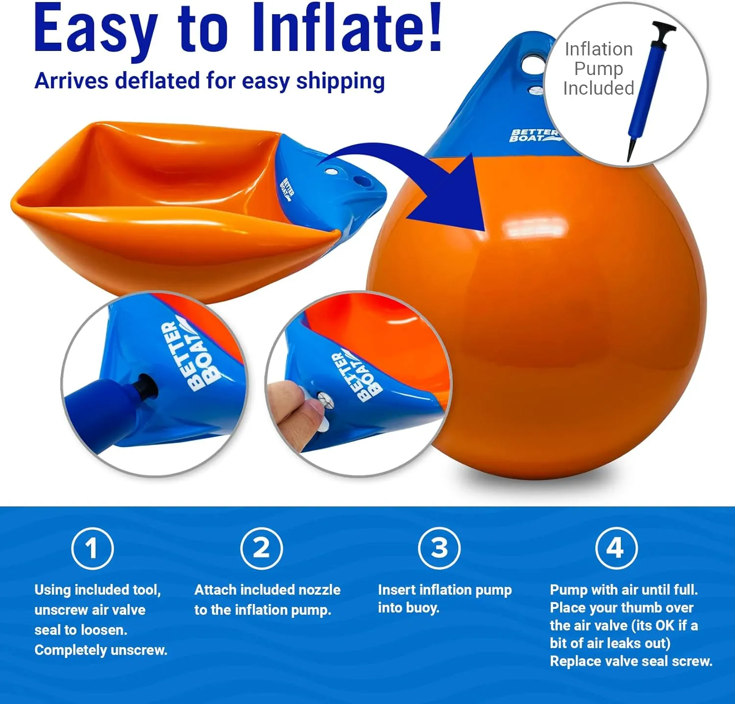 Anchor Buoy and Retrieval Ring, Inflatable Vinyl Boat Buoy Balls with Pump, Round Boat Mooring Buoys, Marker, and Anchor Float Ball for Rope, Sea, and Lake