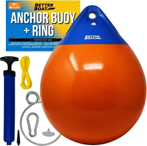 Anchor Buoy and Retrieval Ring, Inflatable Vinyl Boat Buoy Balls with Pump, Round Boat Mooring Buoys, Marker, and Anchor Float Ball for Rope, Sea, and Lake