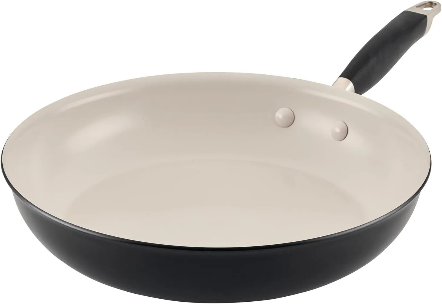 Anolon Advanced Ceramic Nonstick Frying Pan, cookware made for confident cooking without PFAS, Induction Suitable, Dishwasher Safe, 12 Inch Skillet, Black with Cream Ceramic Interior