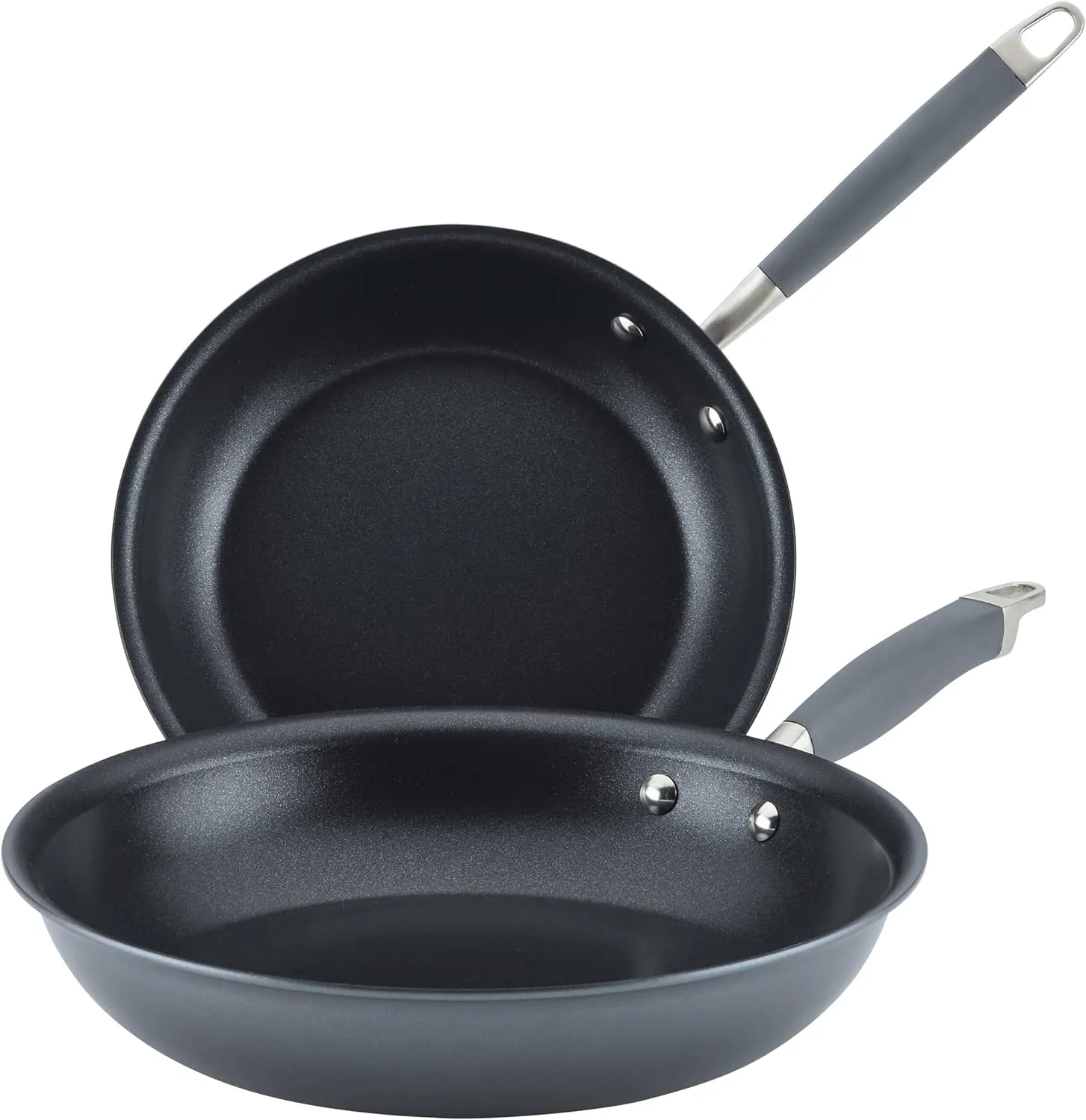 Anolon Advanced Home Hard-Anodized Nonstick Skillets (2 Piece Set- 10.25-Inch & 12.75-Inch, Moonstone) & Advanced Home Hard Anodized Nonstick Sauce Pan/Saucepan