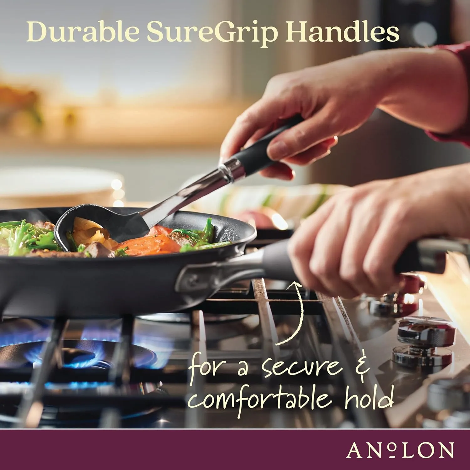 Anolon Advanced Home Hard-Anodized Nonstick Skillets (2 Piece Set- 10.25-Inch & 12.75-Inch, Moonstone) & Advanced Home Hard Anodized Nonstick Sauce Pan/Saucepan