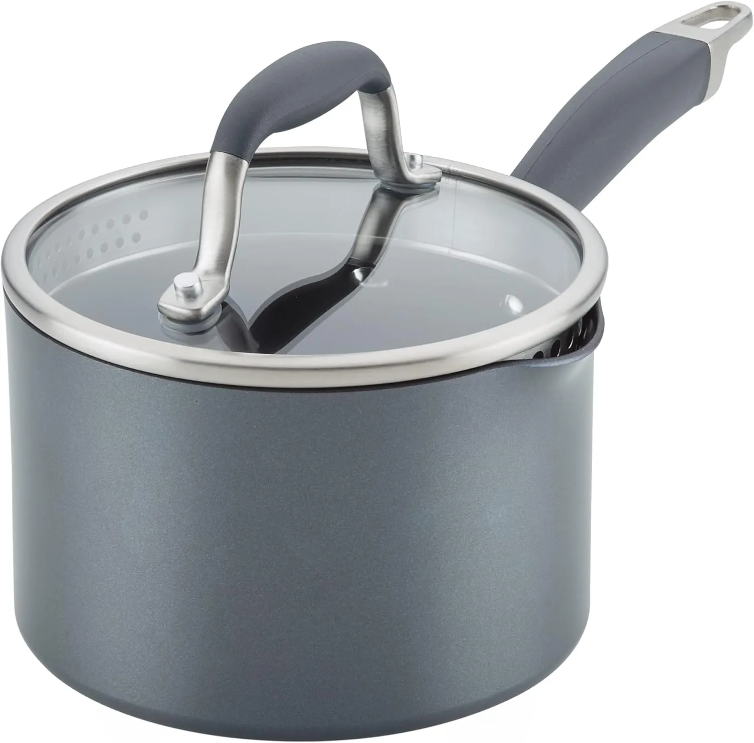 Anolon Advanced Home Hard-Anodized Nonstick Skillets (2 Piece Set- 10.25-Inch & 12.75-Inch, Moonstone) & Advanced Home Hard Anodized Nonstick Sauce Pan/Saucepan