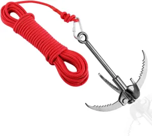 Ant Mag Grappling Hook Stainless Steel Claw Carabiner for Camping Hiking Tree Grabbing and Water Lifting Salvage