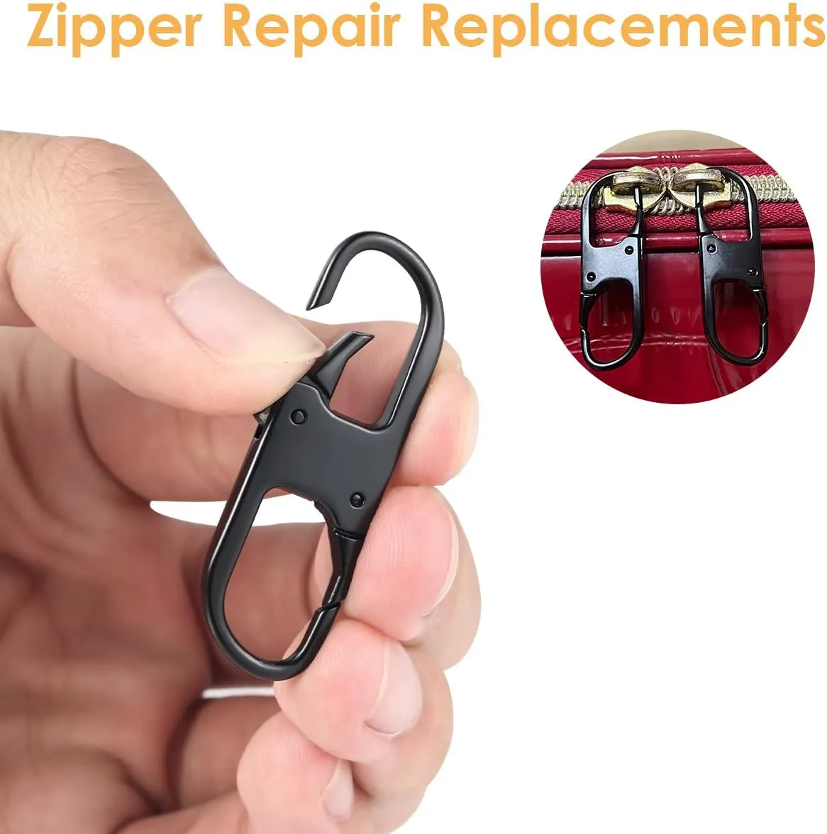 Anti Theft Zipper Lock- Backpack Zipper Lock Keep The Zipper Closed, Quick Disconnect Clip - Key Holder Add-on Accessory 8PCS 2Sizes (Black/Silver)