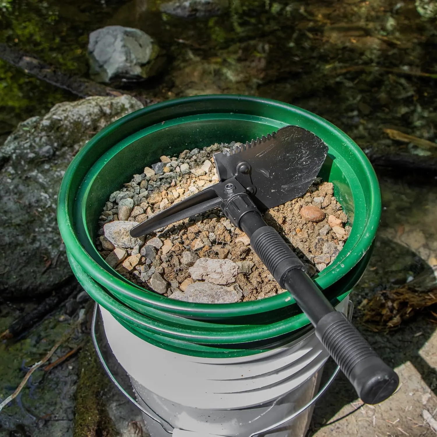 ASR Outdoor Deluxe 50" Aluminum Folding Sluice Box Gold Prospecting Kit, Green