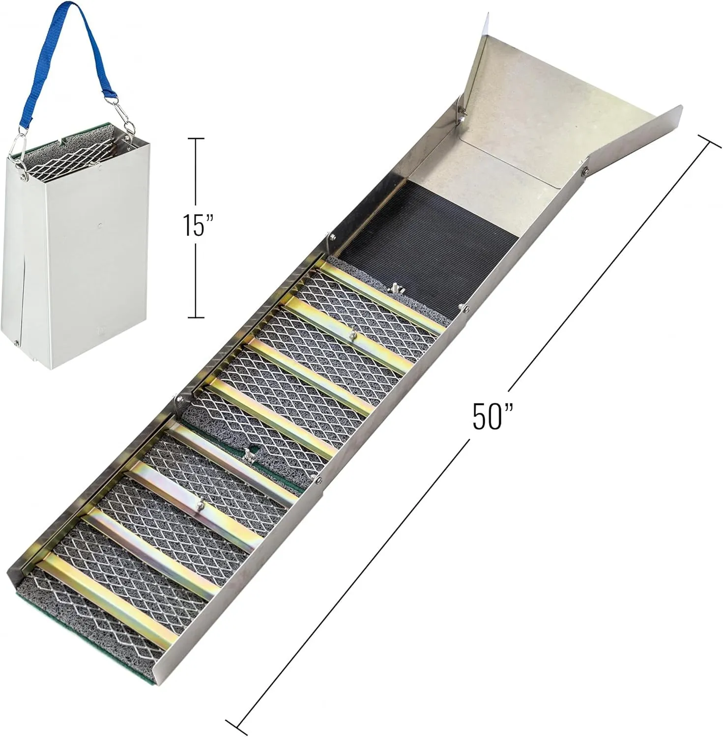 ASR Outdoor Deluxe 50" Aluminum Folding Sluice Box Gold Prospecting Kit, Green