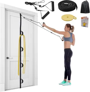 ATENTO Shoulder Rehab Pulley System with Foam Handles│Arm Pulley with Muti-Anchor Door Strap for Physical Therapy Exercises │Latex Resistance Bands for Assisting Rotator Cuff, AC Joint, Shoulder Pain