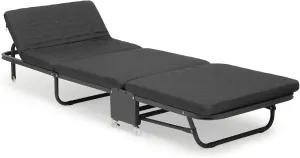 Athena Collection Folding Cot for Adult with Comfortable Mattress, Portable Folding Cot Bed with Wheel for Easy Move Heavy Duty Sleeping Bed Space Saving for Camping Outdoor Support 330lbs Black