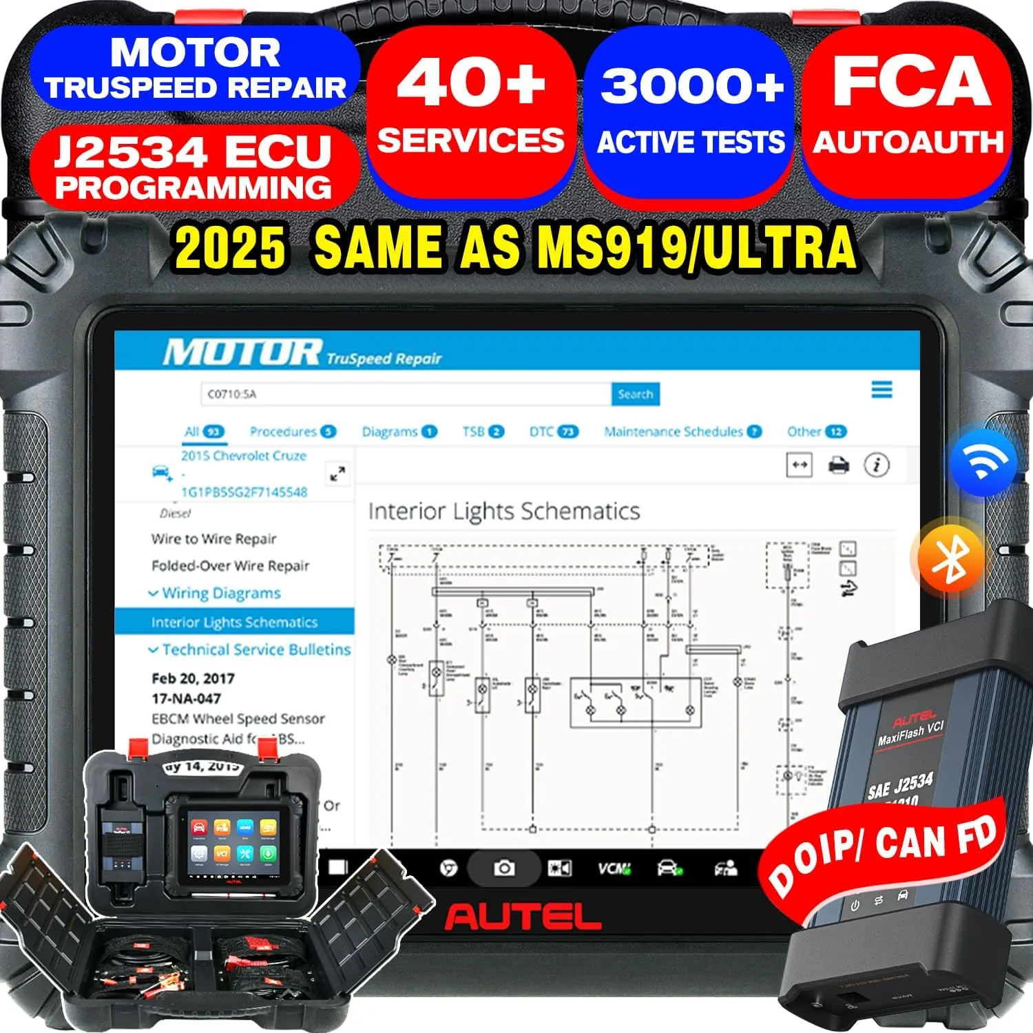 Autel MaxiSys MS909 Smart Diagnostics Tool, 2025 New Motor TruSpeed Same as MS919 MSUltra, TSB, Repair Tips, Topology 2.0, Up of Elite 2 PRO, ECU Programming/Coding, 40  Service, 3K  Active Tests