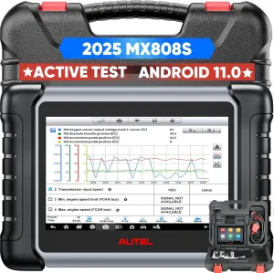 Autel Scanner MaxiCheck MX808S, 2025 US Ver of MaxiCOM MK808S MK808Z, Full Bidirectional Diagnostic Scan Tool as MK900 MX900 MK900BT MK808BT PRO, 3K  Active Test, 28  Service, OE All System, OS11, FCA