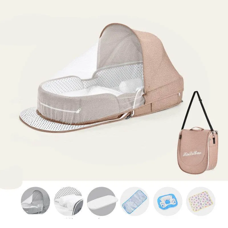 Baby Crib Multifunctional Folding Newborn Nest Toddler Bed Portable Sun Protection Mosquito Net Infant Camping Bed Travel Cot