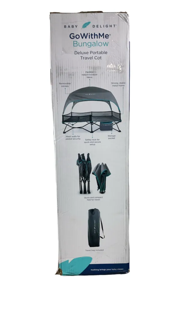 Baby Delight Go With Me Bungalow Deluxe Portable Travel Cot, Teal/Grey