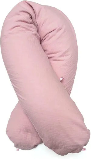 Baby Muslin Nursing Pillow Cover 190 x 38 cm with Nest Building Function, e.g. for Nursing Pillow Materials Oek-Tex Standard Certified Made in Germany Blush Pink