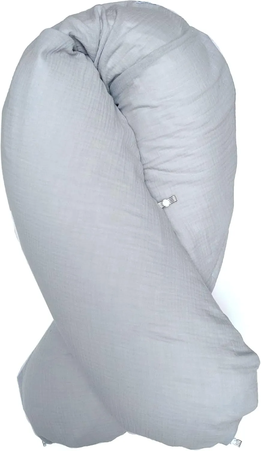 Baby Muslin Nursing Pillow Cover 190 x 38 cm with Nest Building Function, e.g. for Nursing Pillow, Materials Oek-Tex Standard Certified, Made in Germany, Light Grey