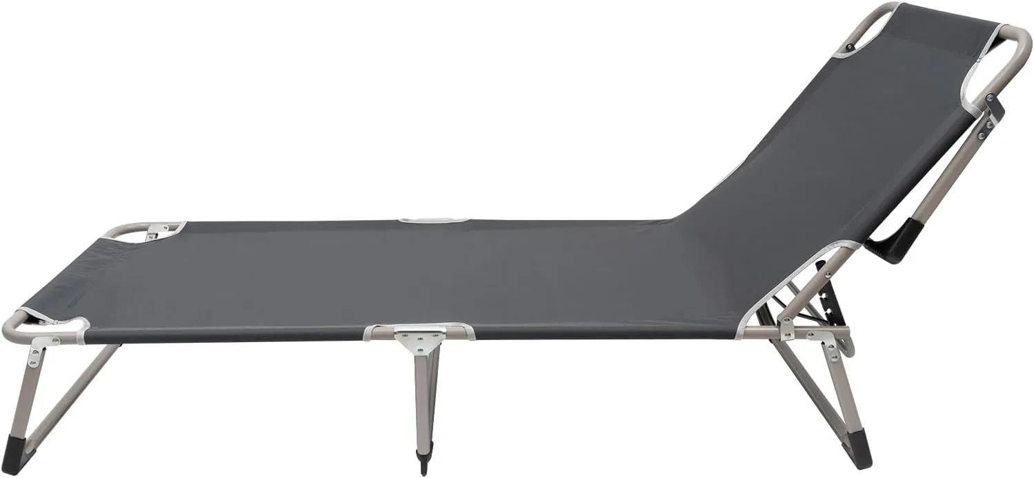 Beach Lounge Chair, Folding Camping Chairs Portable Camp Cot for Outdoor