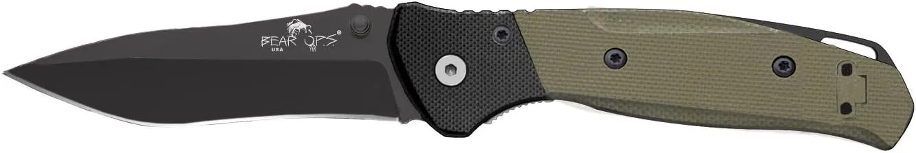 Bear & Son Swipe IV 4 1/4" Black & Green G10 Handle with Blade