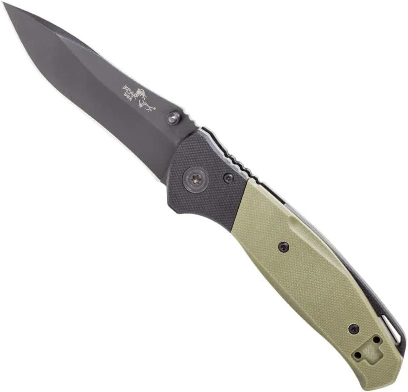 Bear & Son Swipe IV 4 1/4" Black & Green G10 Handle with Blade