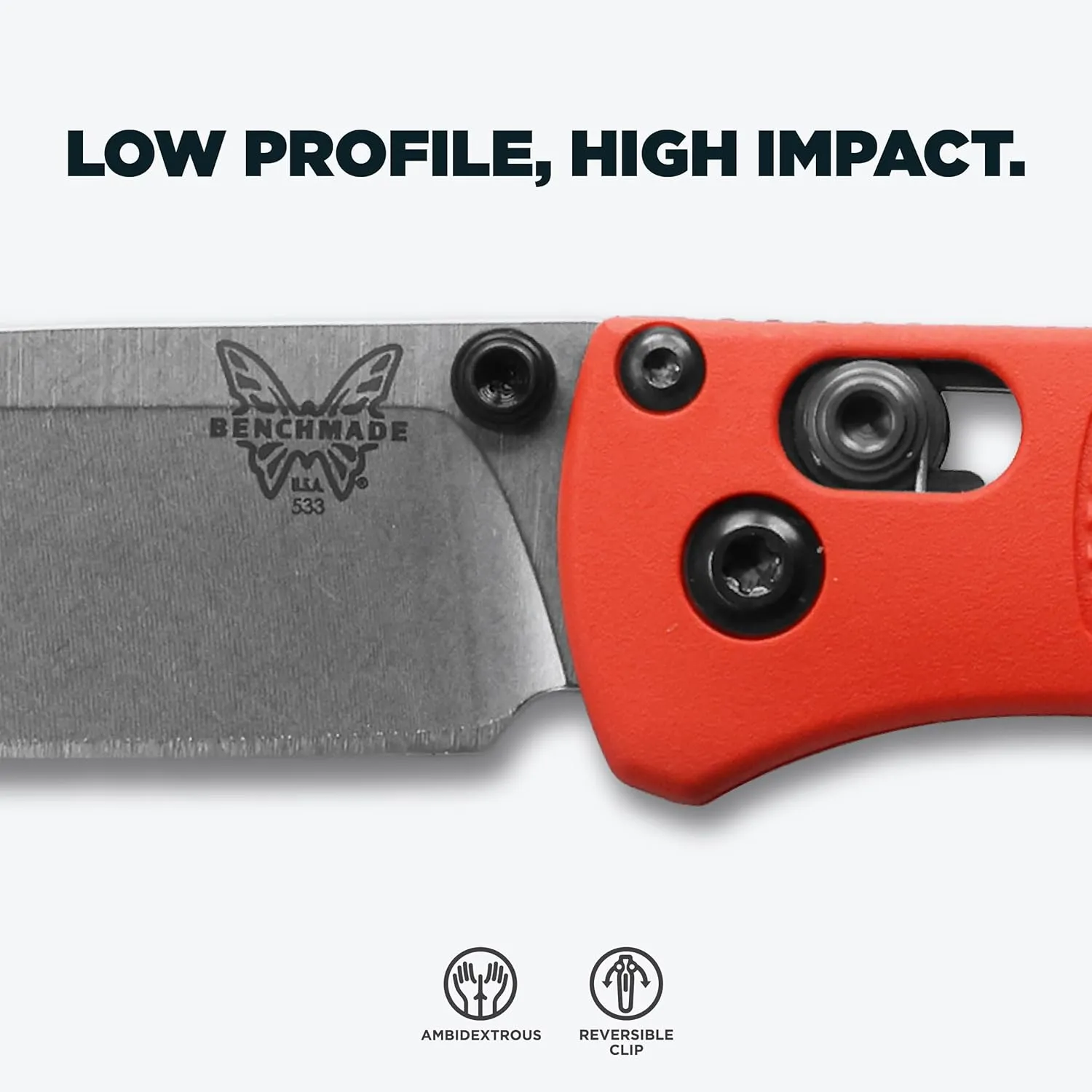 Benchmade - Mini Bugout 533 Folding Knife with Mesa Red Grivory Handle (533-04)