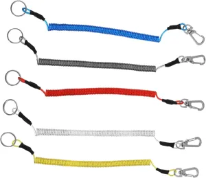BESPORTBLE 2sets Climbing Carabiner Spiral Lanyard Spring Ropes Retractable Fishing Lanyard Set 5pcs*2