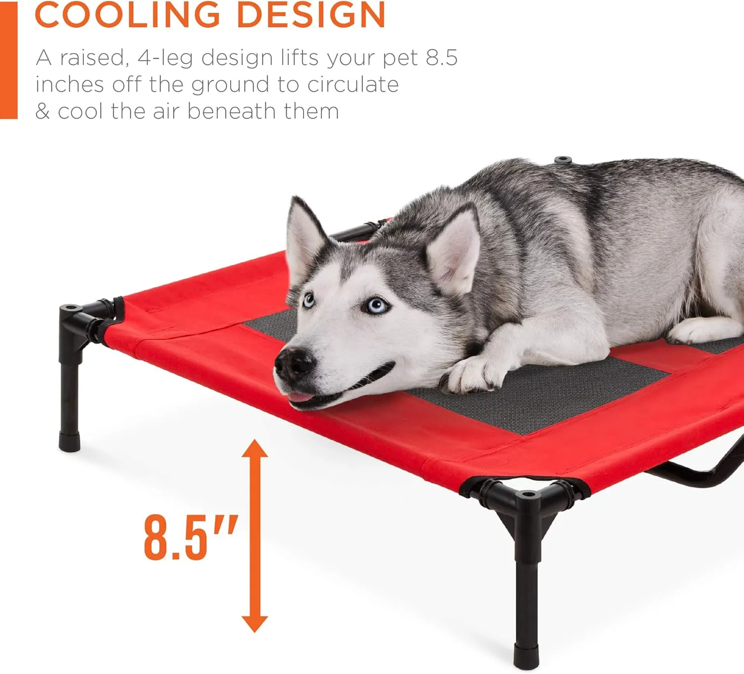 Best Choice Products 36in Elevated Cooling Dog Bed, Outdoor Raised Mesh Pet Cot w/Removable Canopy Shade Tent, Carrying Bag, Breathable Fabric - Red