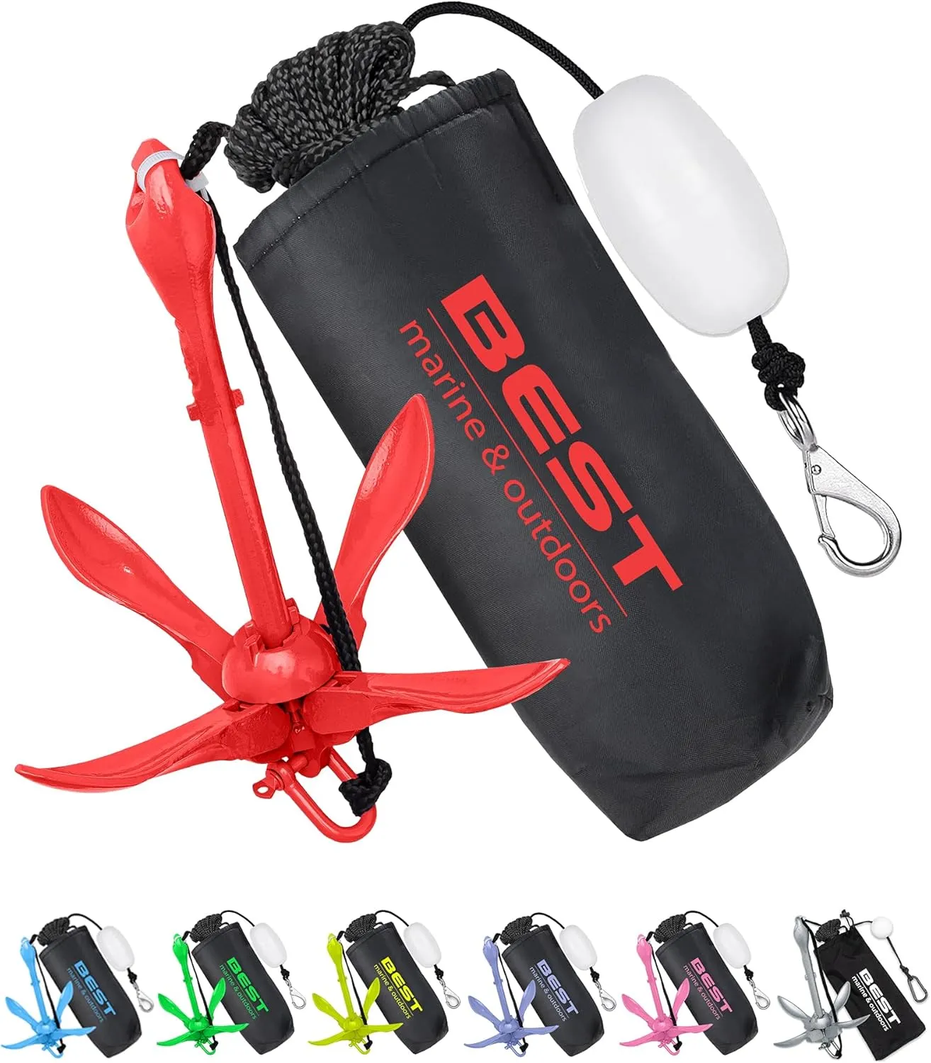 Best Marine and Outdoors Kayak Anchor, 3.5 Pound Anchor System Kit for Kayaks, Canoes, SUP Paddle Boards & Jet Skis, Fishing, Boating & Kayaking Accessories