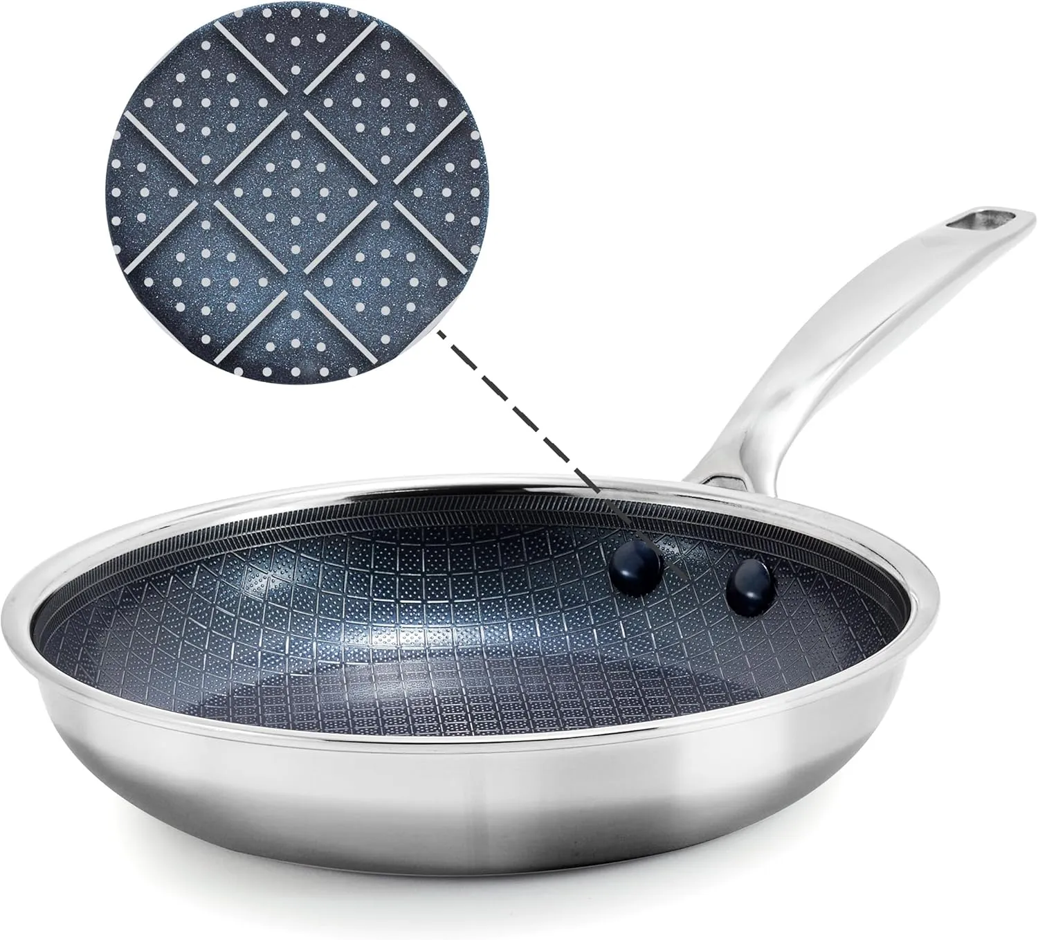 Blue Diamond Hybrid Nonstick Stainless Steel 10” Frying Pan, PFAS-Free Ceramic Diamond Surface Skillet, Powerful Searing, Dishwasher Safe, Stay-Cool Handle, Induction Ready, All Cooktops