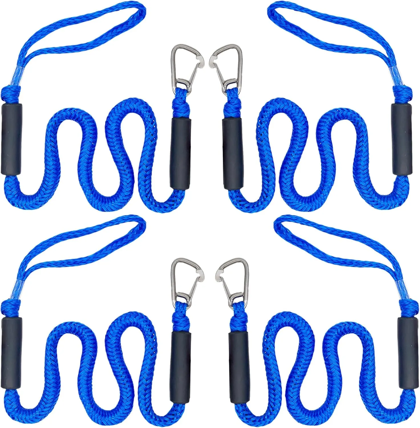 Boat Docking Rope with Stainless Steel Clip Jet Ski Boat Dock Lines Mooring Lines Boat Accessories Marine, Pontoon Boat Accessories (Blue)