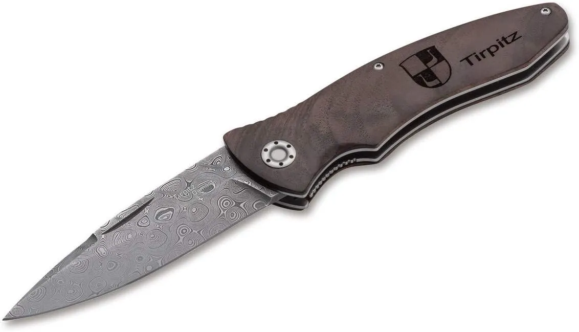Boker Tirpitz-Damascus Wood 42 Folding Pocket Knife 110197DAM