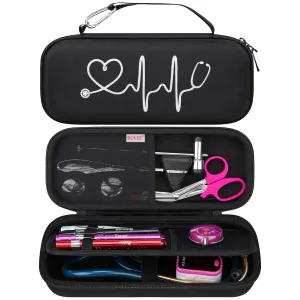 BOVKE Stethoscope Case for 3M Littmann Cardiology IV Diagnostic, Classic III, Lightweight II S.E, MDF Acoustica Deluxe Stethoscopes - Extra Room for Penlights & Nurse Work Accessories, Black   Black