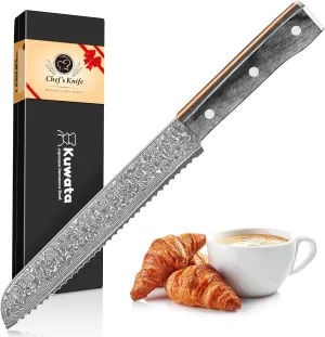 Bread Knife, Multifunction Serrated Knife, VG10 Damascus Steel Bread Cutting Knife for Homemade Bread, Razor Sharp Edge for Efficient Slicing Sourdough Bread, Bagels, Cake