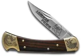 Buck 110 American Pride Ebony Wood Folding Hunter 1/250 Stainless Custom Pocket Knife