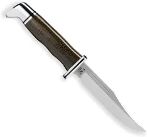 Buck Knives 117 Brahma Fixed Blade Hunting Knife, 4 1/2" S35VN Blade, Micarta Handle with Leather Sheath