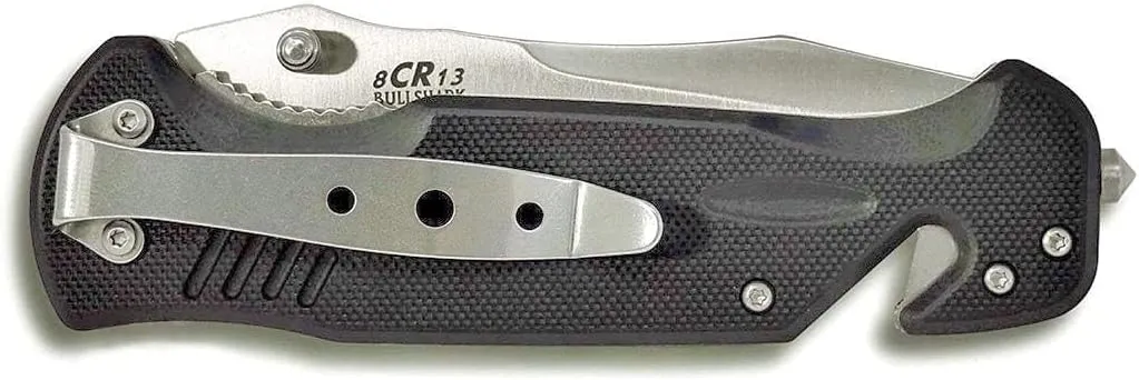 BULLSHARK - Folding Pocket Knife - Straight Blade Silver - Manual Open