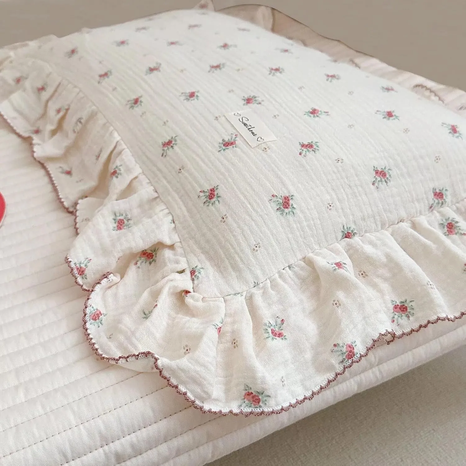 BuLuTu Toddler Pillowcase Cotton Muslin Kids Pillow Cases Enveloped Soft Breathable Children Teens Pillow Cover for Sleeping Traveling, Standard Size Pillow Protector, 1 Piece,Berry Pattern, 28"x18"